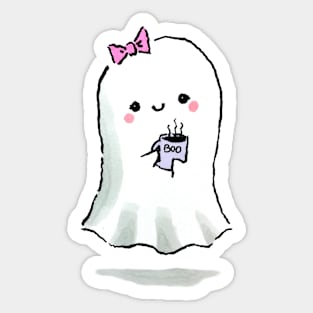 Cute Ghost with Boo Mug Sticker